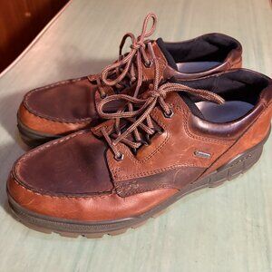 Mens Ecco Track Gore Tex Brown Leather Low Shoes Size 45 US 11 / 11.5